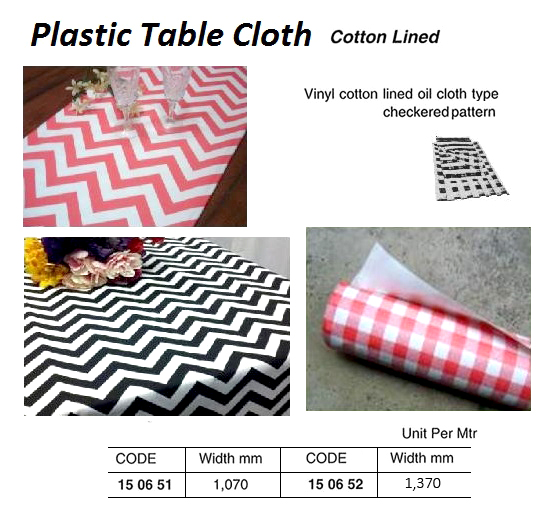 TABLE CLOTHING PLASTIC COTTON, LINED WIDTH 1200MM
