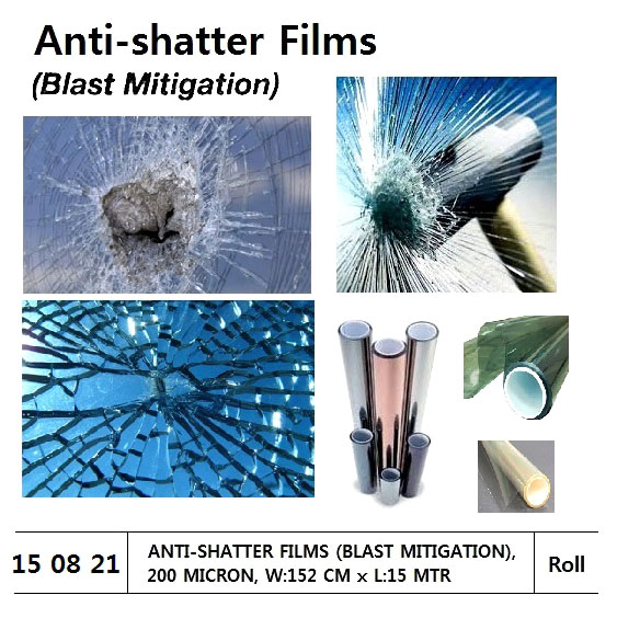 FILM ANTI-SHATTER 200MICTRON, BLASTMITIGATION W152CMX15MTR