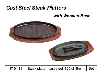 STEAK PLATTER CAST STEEL, 300X215MM