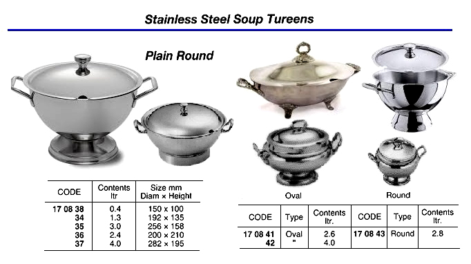 SOUP TUREEN STAINLESS STEEL, OVAL 2.6LTR