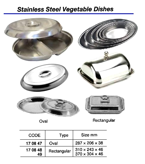 VEGETABLE DISH W/COVER OVAL, STAINLESS STEEL 287X206X38MM