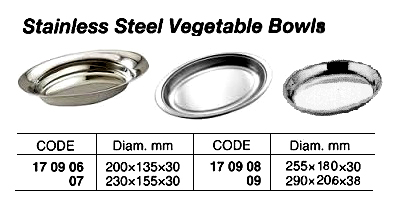VEGETABLE BOWL OVAL, STAINLESS STEEL 200X135MM