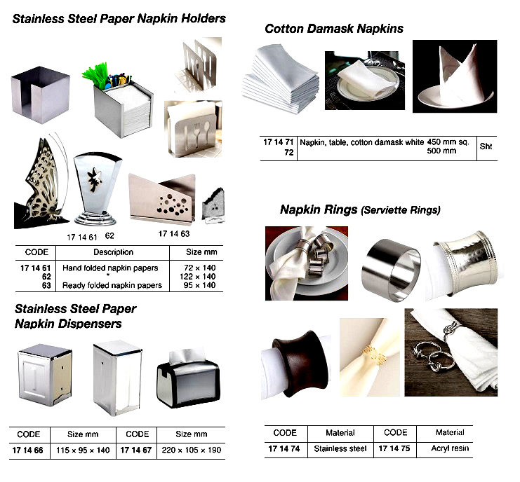 NAPKIN PAPER HOLDER STAINLESS, 122X140MM FOR HAND FOLDED