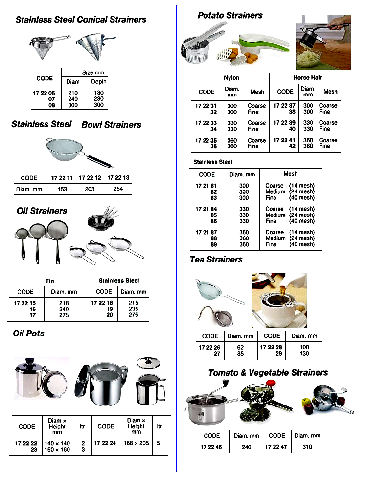 STRAINER CONICAL, STAINLESS STEEL 210MM DIAM