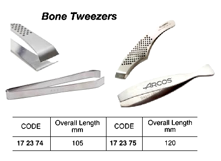 TWEEZERS BONE STAINLESS STEEL, 105MM