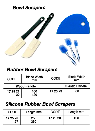 BOWL SCRAPER W/PLASTIC HANDLE, RUBBER BLADE 80MM WIDE