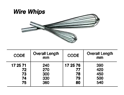 WIRE WHIP STAINLESS STEEL, 240MM OVERALL
