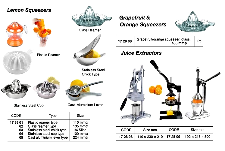 LEMON SQUEEZER CAST ALUMINIUM, LEVER TYPE 224MM DIAM