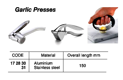 GARLIC PRESS ALUMINIUM, OVERALL 150MM