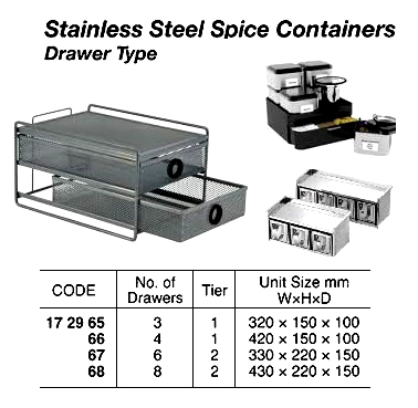 SPICE CONTAINER STAINLESS, 3-DRAWER TYPE W320XH150XD100MM