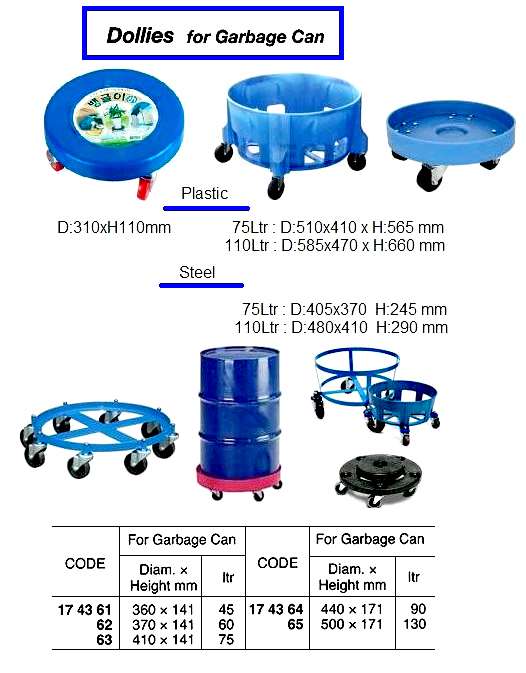 DOLLY STEEL FOR GARBAGE CAN, FOR 360MM DIAM (45LTR)