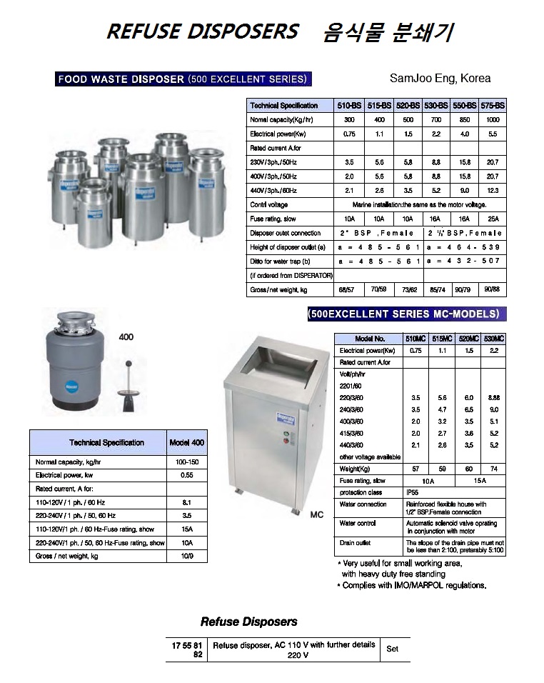 REFUSE DISPOSER AC 110V