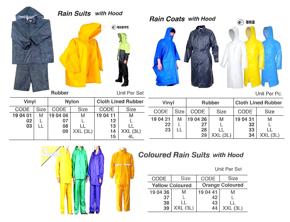 RAIN SUITS WITH HOOD NYLON, SIZE L