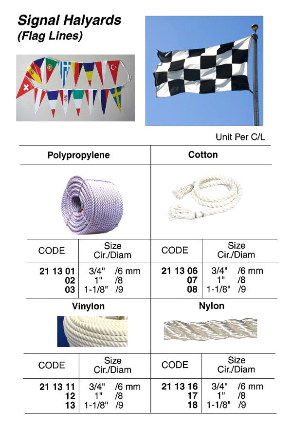 SIGNAL HALYARD (FLAG LINE), POLYPROPYLENE 3/4"CIRX300MTR