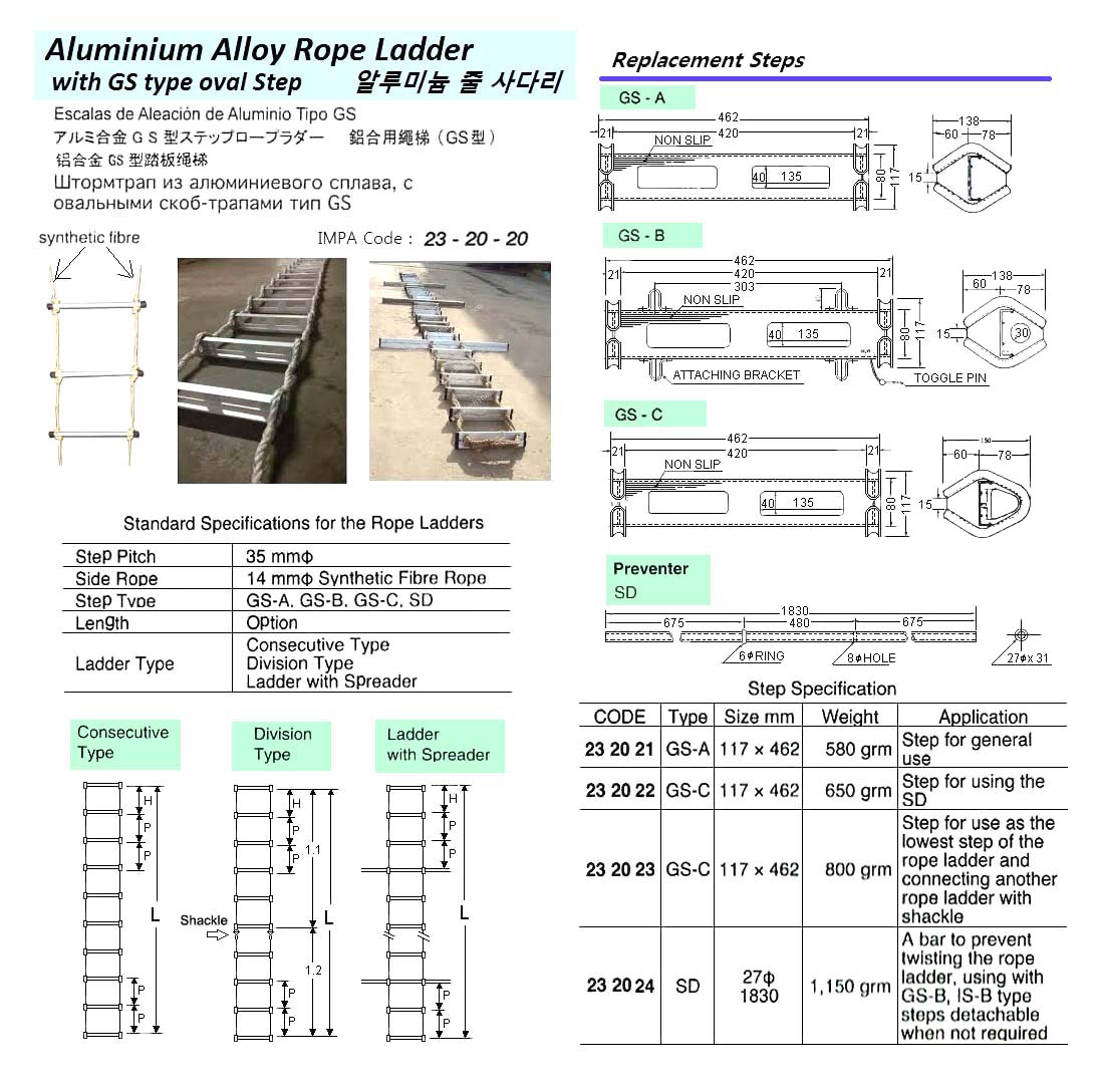 LADDER ROPE ALUMINIUM ALLOY, WITH FURTHER DETAIL