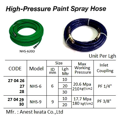 SPRAY HOSE HP IWATA NHS-6D, 6MMX10MTR