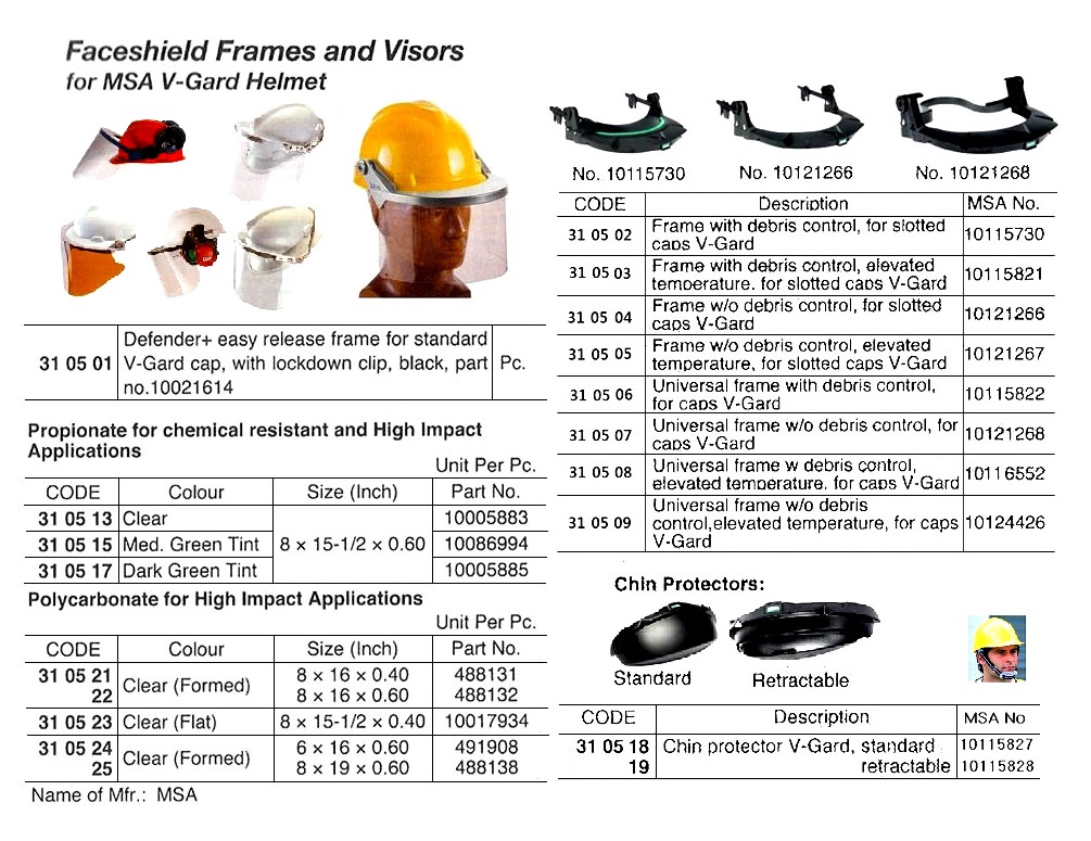 FRAME UNIV. ELEV TEMP 10124426, W/O DEBRIS CONTROL F/MSA VGARD