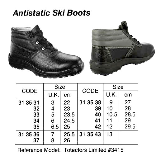 BOOTS SKI ANTISTATIC #3415, BS EN345-1 SIZE UK 10 (28.5CM)