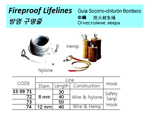 LIFELINE FIREPROOF 12MMX40MTR, WITH HOOK