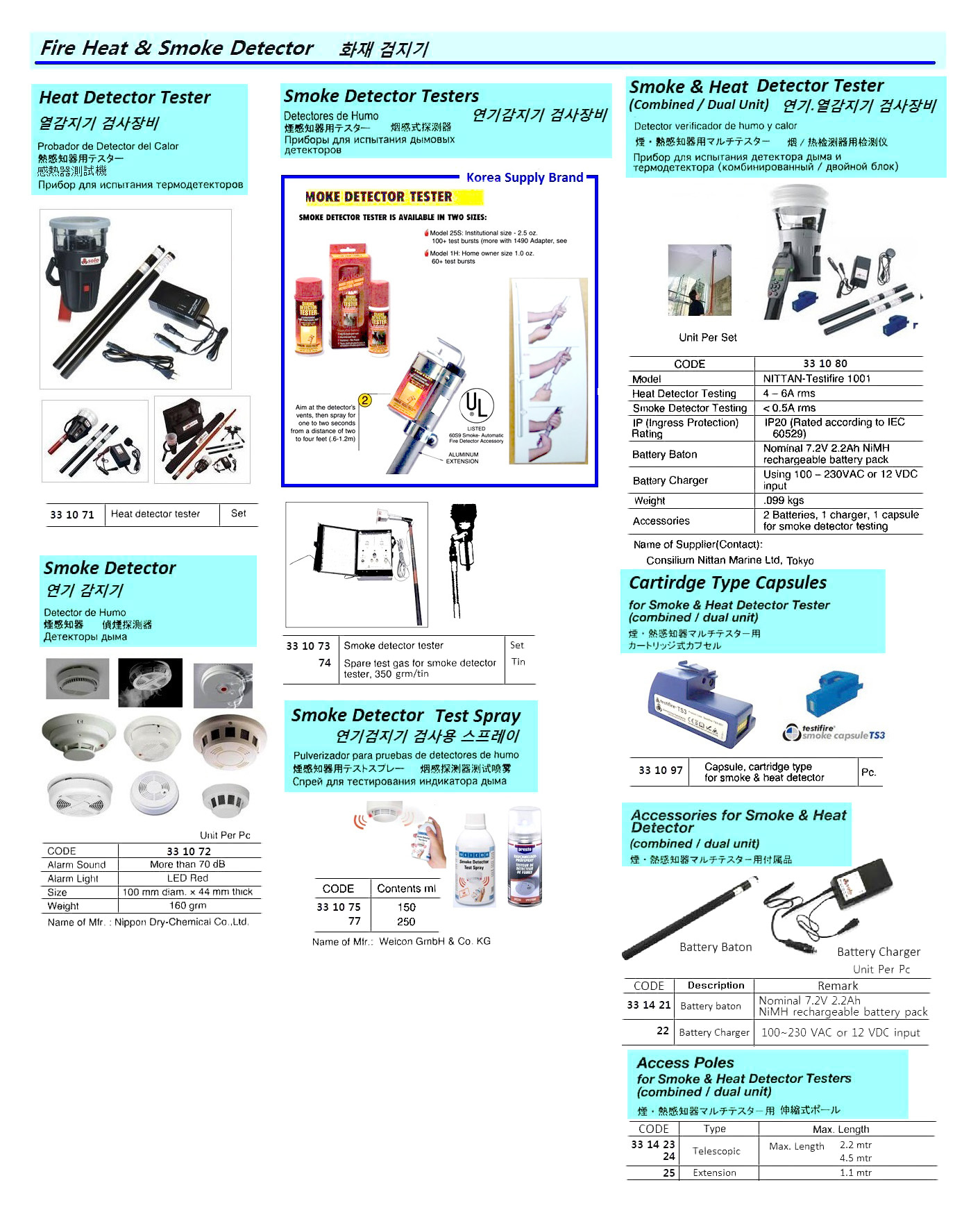 BATTERY BATON RECHARGEABLE, 7.2V FOR SMOKE&HEAT DETECTOR