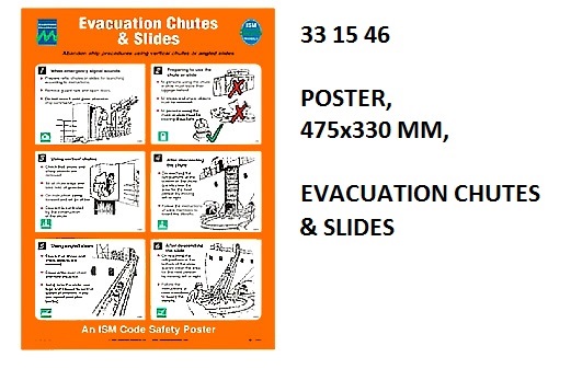 POSTER EVACUATION CHUTES &, SLIDES #1046W 475X330MM