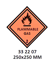 HAZARD WARNING DIAMOND #2207LL, CLASS2.1 FL`MBLE GAS 250X250MM