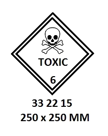 HAZARD WARNING DIAMOND #2215LL, CLASS 6.1 TOXIC 250X250MM