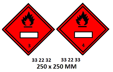 HAZARD WARNING DIAMOND #2231LL, CLASS 2.1 250X250MM FOR UN#