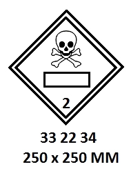 HAZARD WARNING DIAMOND #2234LL, CLASS 2.3 250X250MM FOR UN#