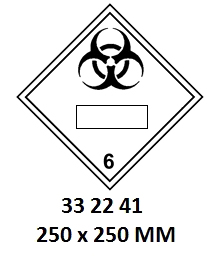 HAZARD WARNING DIAMOND #2241LL, CLASS 6.2 250X250MM FOR UN#