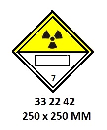 HAZARD WARNING DIAMOND #2242LL, CLASS 7 250X250MM FOR UN#