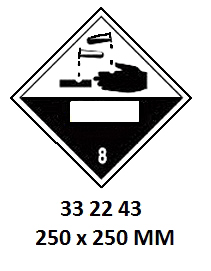 HAZARD WARNING DIAMOND #2243LL, CLASS 8 250X250MM FOR UN#
