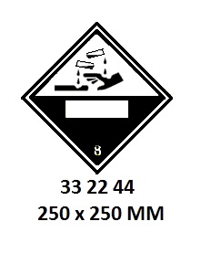 HAZARD WRN DIAMOND #2244LL CL8, WHITE HAND 250X250MM FOR UN#