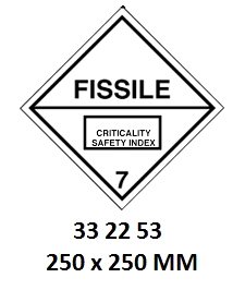 HAZARD WARNING DIAMOND #2253LL, CLASS 7 FISSILE 250X250MM