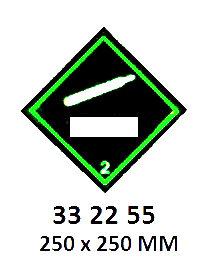 HAZARD WARNING DIAMOND #2255LL, CLASS 2.2 250X250MM FOR UN#