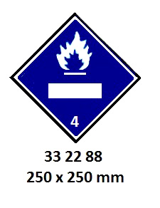 HAZARD WARNING DIAMOND #2288LL, CLASS 4.3 250X250MM FOR UN#