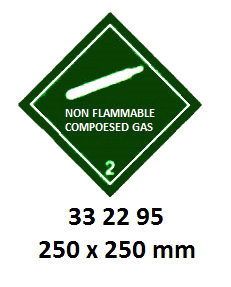HAZARD WARNING 2295LL CL2 NON, FLAM. COMPRESSED GAS 250X250MM