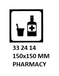 SIGN FOR PASSENGER VSL, PHARMACY 150X150MM
