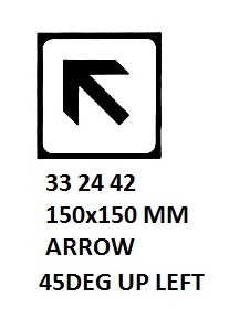 SIGN FOR PASSENGER VSL, ARROW 45DEG UP LEFT 150X150MM