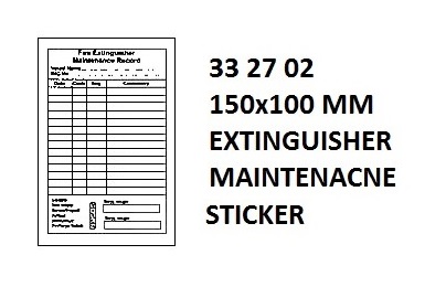 FIRE EQUIPMENT SIGN, MAINTENANCE STICKER 150X100MM