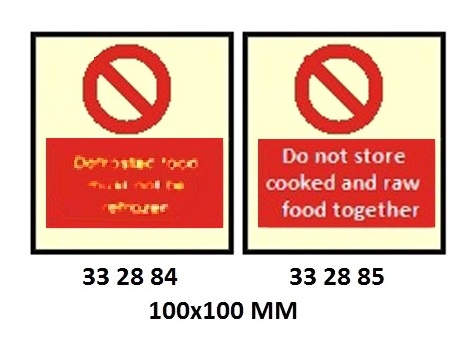 SIGN DEFROSTED FOOD MUST NOT, BE REFROZEN #2884GG 100X100MM