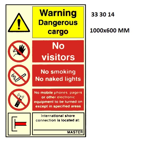 WHITE PVC SIGN COMBINATION, WARNING #3014 1000X600MM