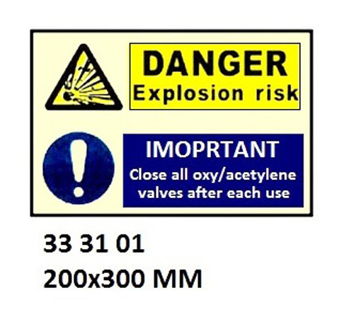 WHITE VINYL SIGN COMBINATION, DANGER #3101 200X300MM