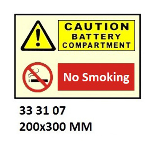 WHITE VINYL SIGN COMBINATION, CAUTION #3107KM 200X300MM