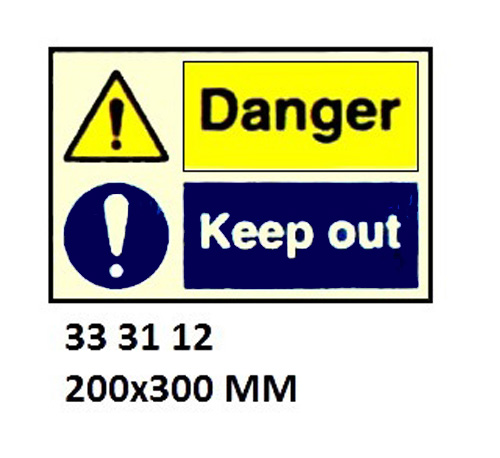WHITE VINYL SIGN COMBINATION, DANGER #3112 200X300MM