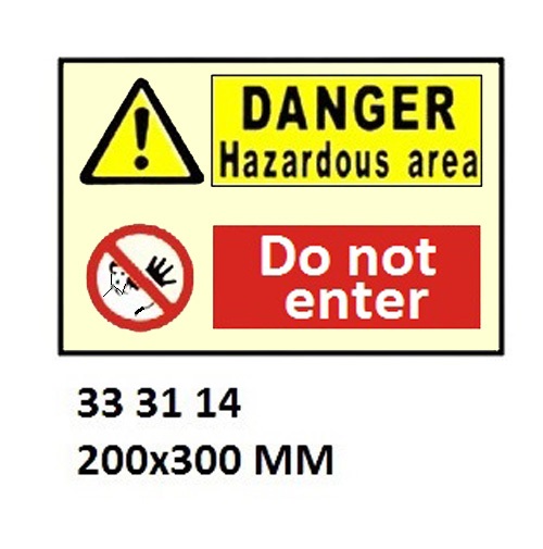 WHITE VINYL SIGN COMBINATION, DANGER #3114 200X300MM
