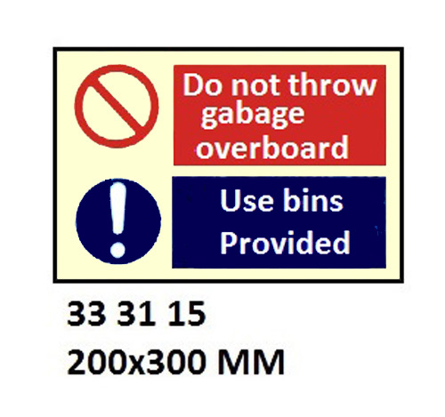WHITE VINYL SIGN COMBINATION, DO NOT THROW #3115 200X300MM