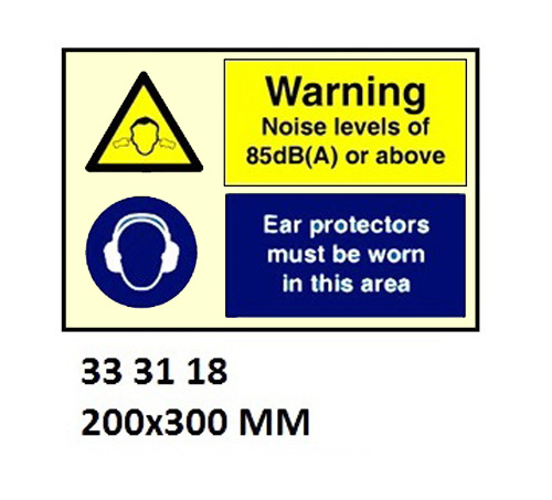 WHITE VINYL SIGN COMBINATION, WARNING #3118KM 200X300MM