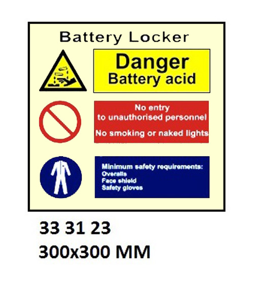 SPACE IDENTIFICATION SIGN, BATTERY LOCKER #3123 300X300MM