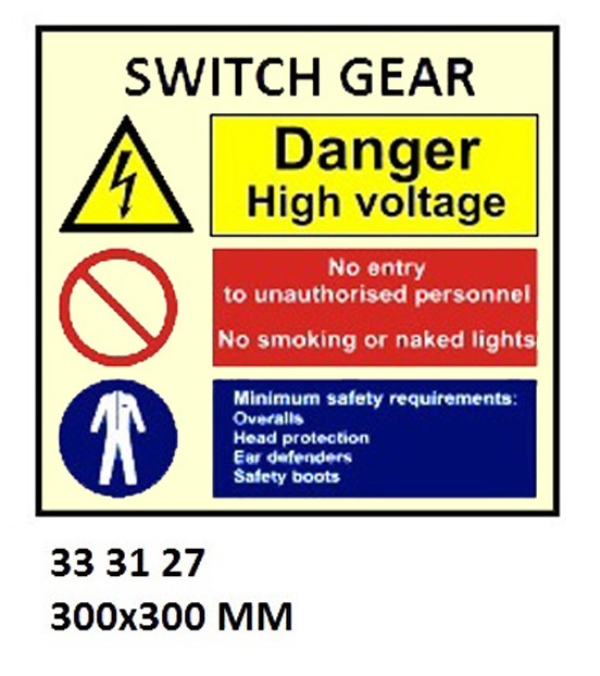 SPACE IDENTIFICATION SIGN, SWITCH GEAR #3127 300X300MM
